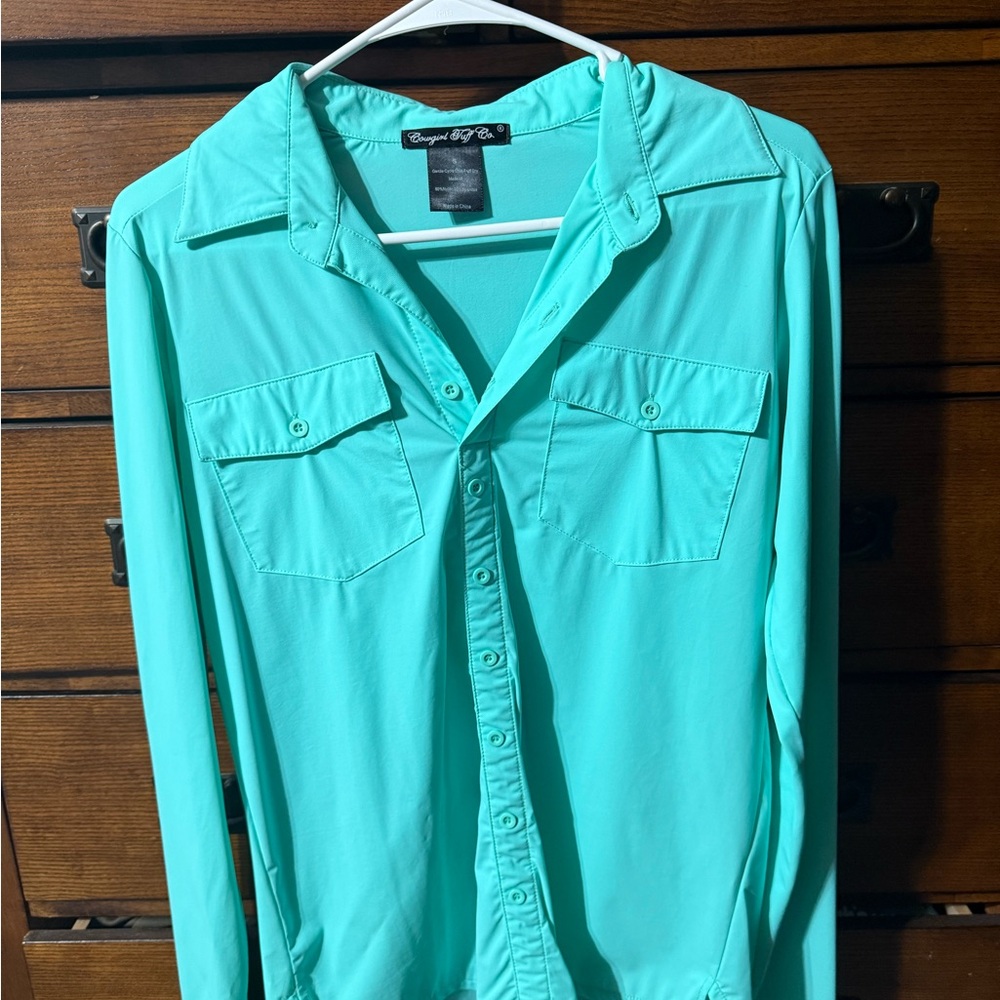 Cowgirl Tuff Aqua Shirt